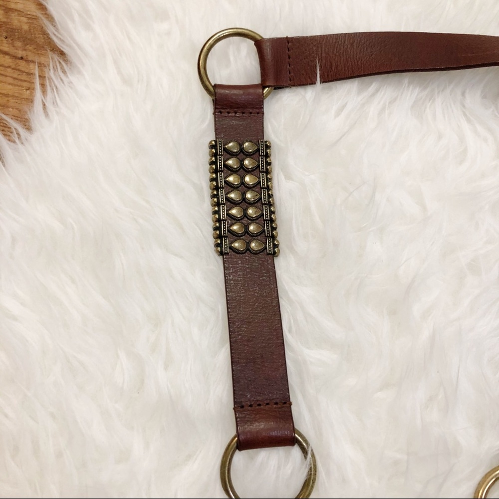 Brown Studded Fringe Women's Belt - Picture 2 of 8